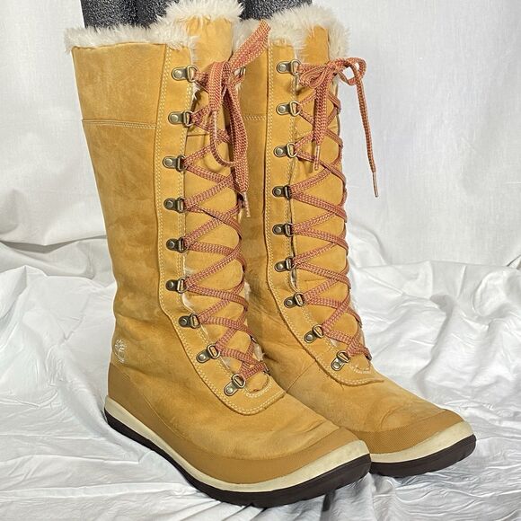 TIMBERLAND Picudilla Boots 14" Waterproof Lace Up Outdoor Womens 8.5 Tan Wheat - Picture 2 of 15